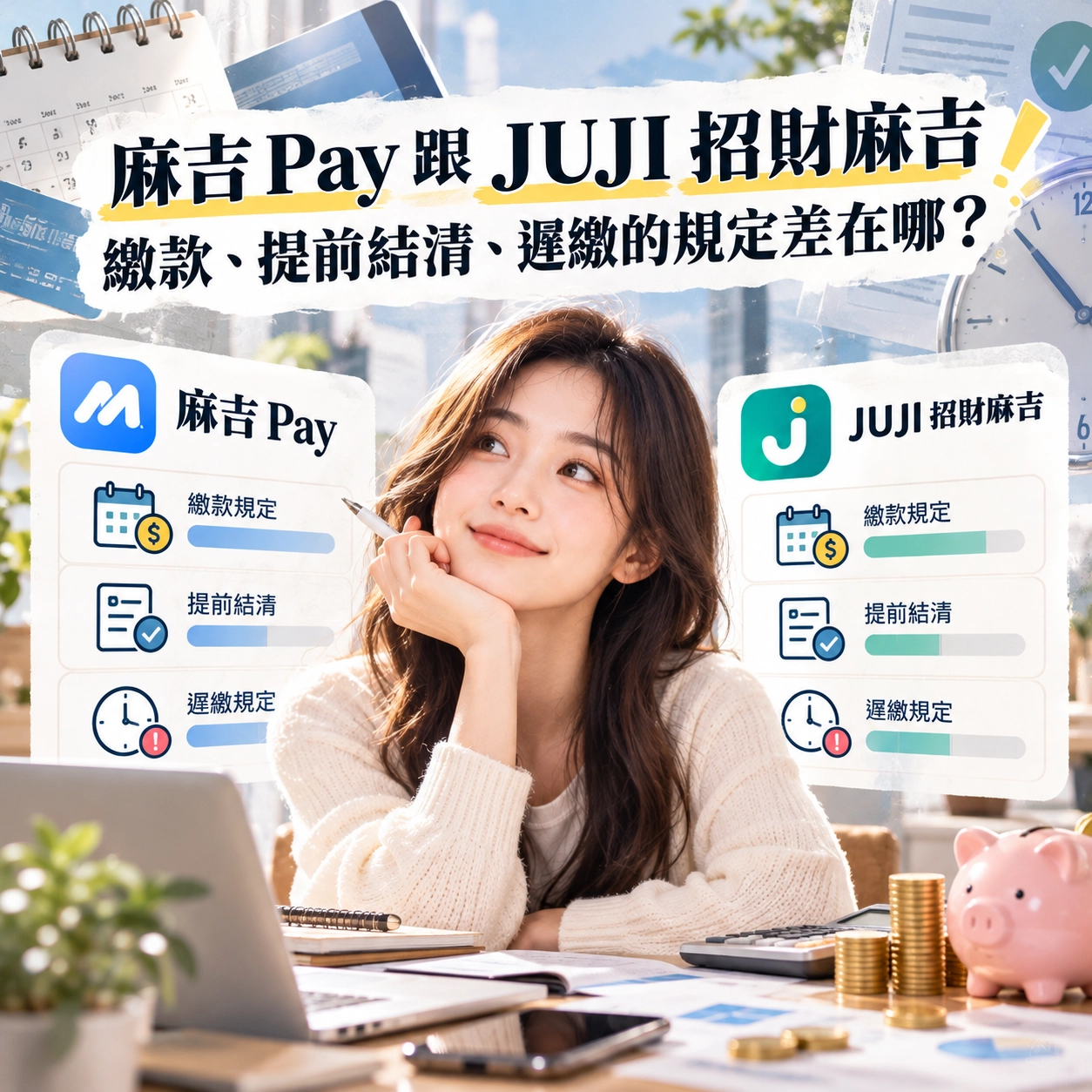 麻吉 Pay 跟 JUJI 招財麻吉繳款、提前結清、遲繳的規定差在哪？